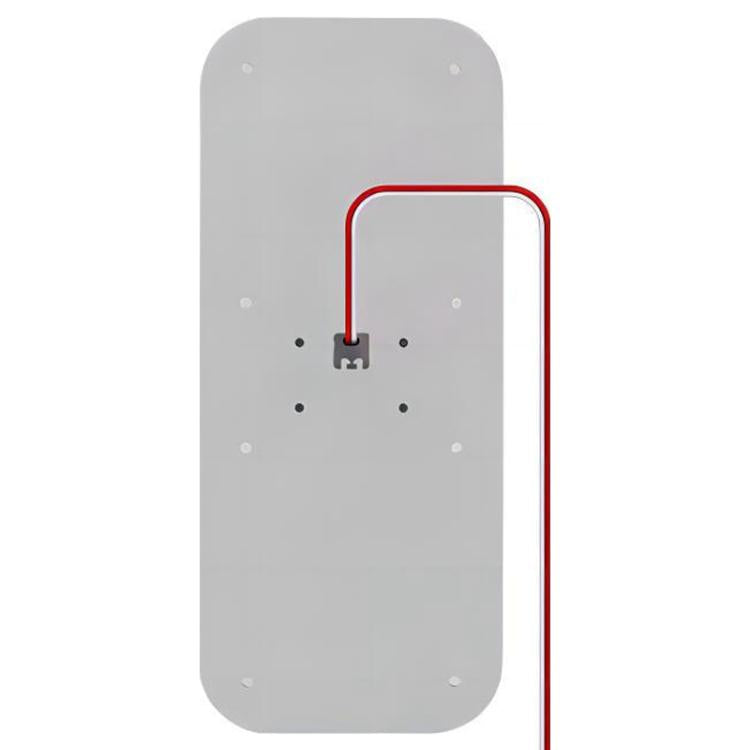 White RV LED roof light back with mounting screw holes and red wiring lead