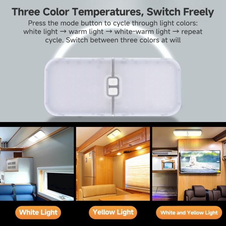 White RV LED roof light front cover with mode button in the center