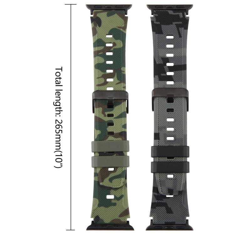 xDfind camouflage silicone watch bands in green and gray, shown with 265 mm length