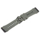Solid gray silicone watch band underside with adjustment holes and metal buckle