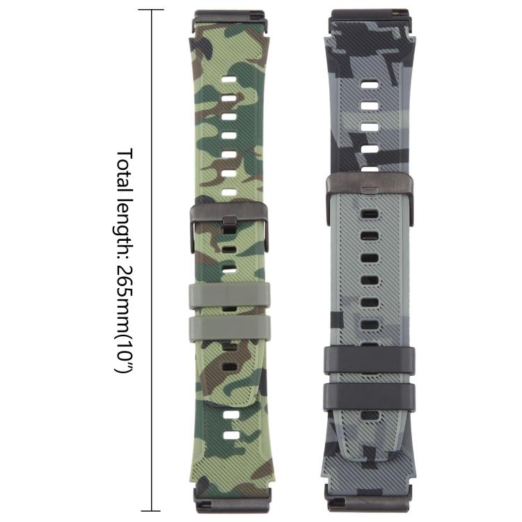 Green and gray camouflage silicone watch bands, each 265 mm long