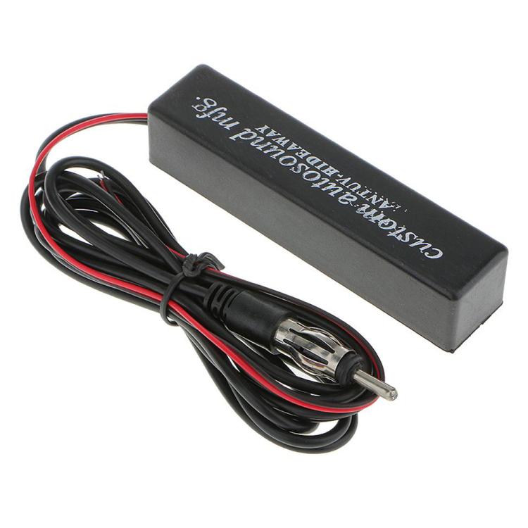 Black antenna amplifier box with cable bundle and inline connector