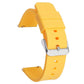 Yellow silicone watch band with silver pin buckle and adjustment holes