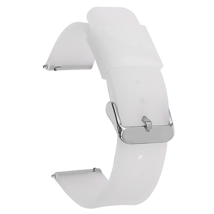 Translucent white silicone watch band with a silver pin buckle