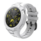 White integrated TPU smartwatch band and case with light gray strap