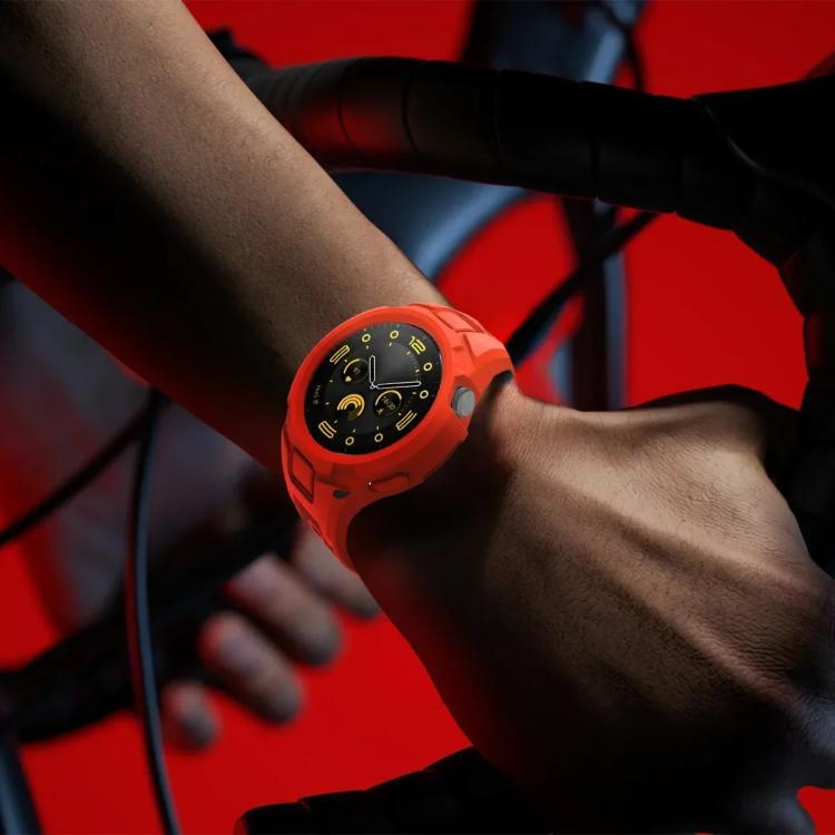 xDfind orange TPU watch band fitted around a smartwatch on a wrist