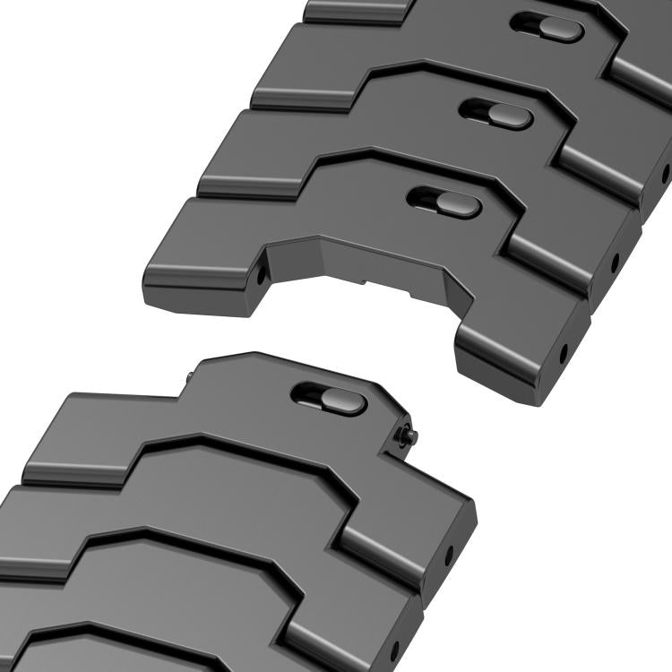 Black titanium alloy watch band links with detachable safety clasp components