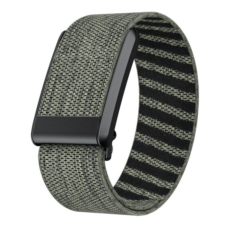 Olive green and black patterned nylon WHOOP 4.0 watch band