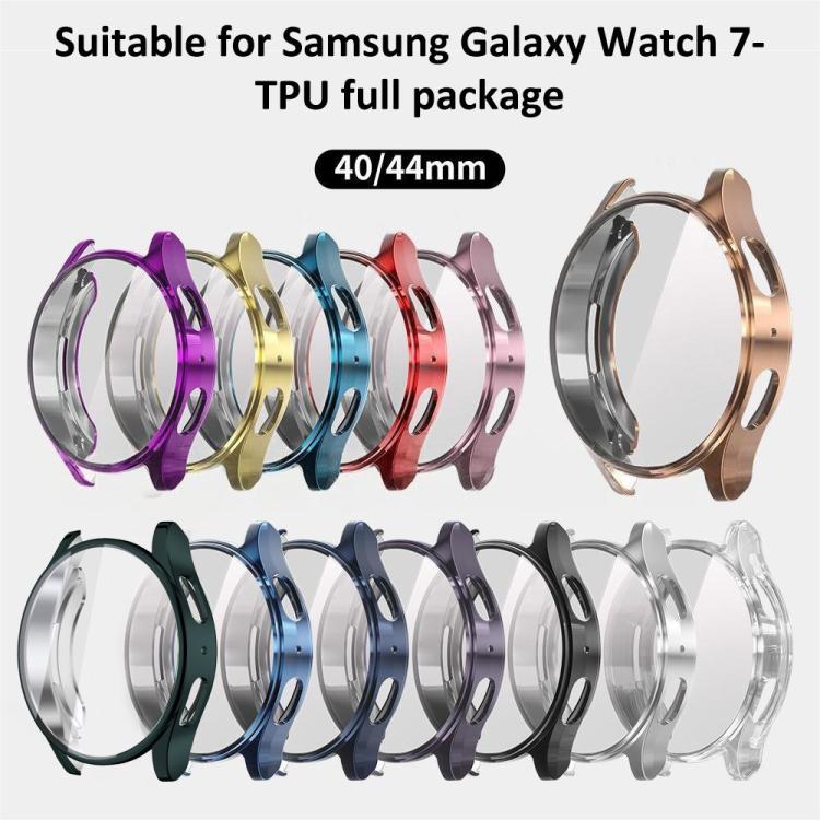Galaxy Watch TPU covers in assorted colors, with clear screen protectors