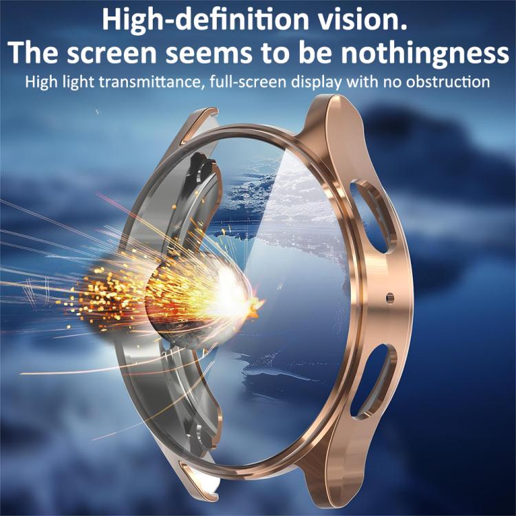 Rose gold TPU Galaxy Watch cover with clear screen protector and open button cutouts