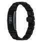 Black stainless steel Fitbit band with linked bracelet and butterfly clasp