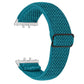 Teal elastic woven nylon watch band with wave pattern and silver connectors