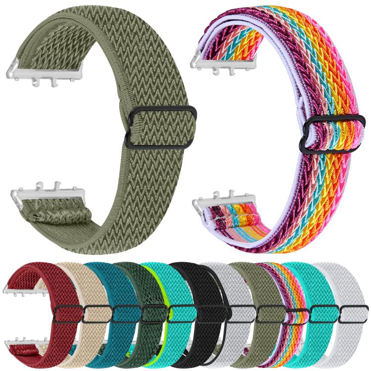 Woven nylon watch bands in multiple colors, with wave pattern and silver connectors