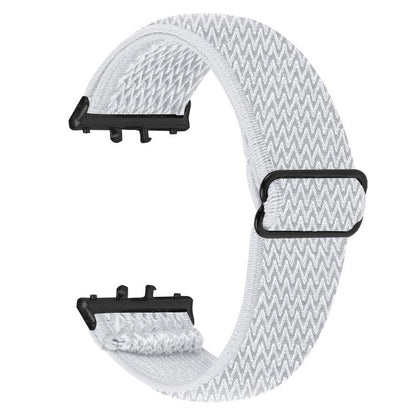 Black Connector Wave Pattern Elastic Woven Nylon Watch Band, For Honor Watch X5