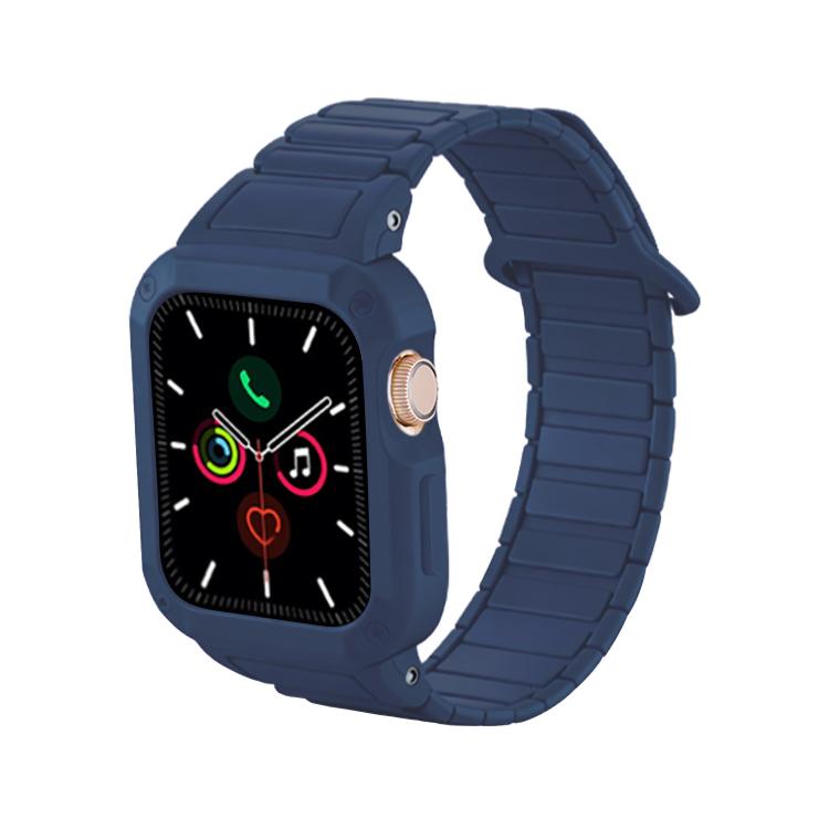 Sapphire blue integrated silicone watch band with protective case