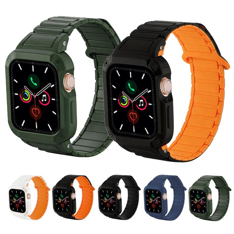Integrated silicone watch bands with cases in five color combinations