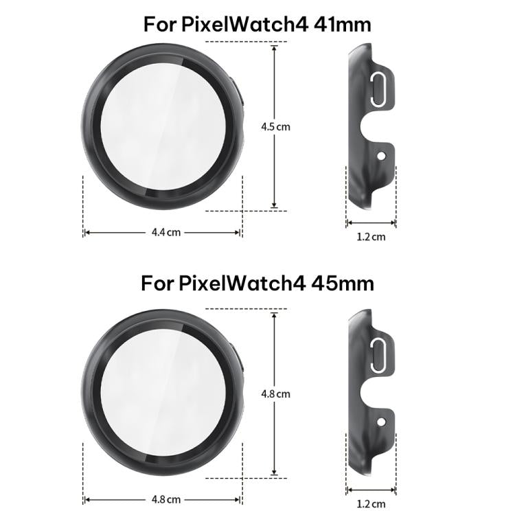 Black smartwatch protective cover shown with 41 mm and 45 mm dimensions