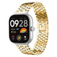 Gold stainless steel fish-scale watch band shown on a smartwatch