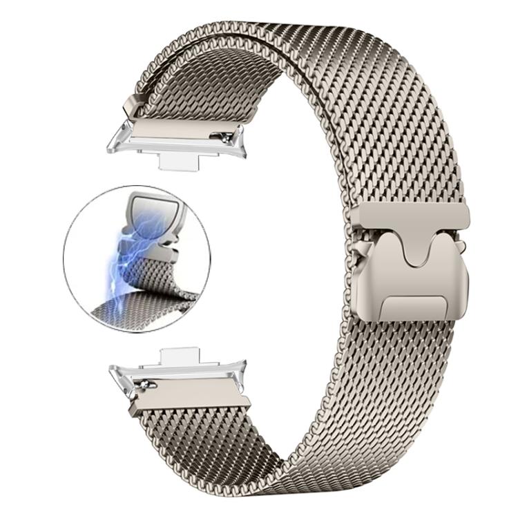 Champagne titanium alloy Milanese mesh watch band with magnetic buckle and watch connectors