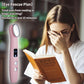 Pink hot compress eye massager held by a person near the eye area.