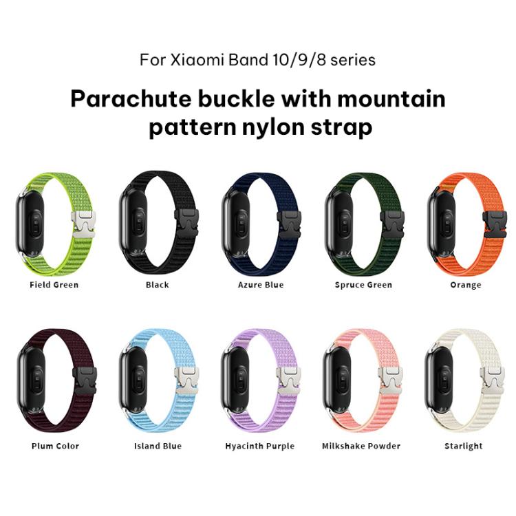 xDfind Parachute Buckle Mountain Pattern Nylon Watch Band, For Xiaomi Smart Band 11 / 10 / 9 / 8