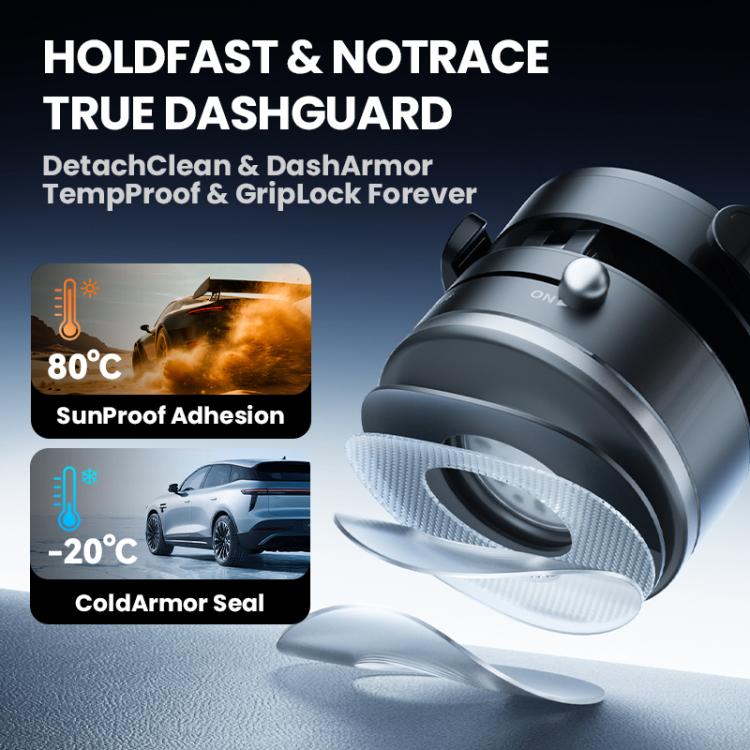 Car phone holder base with vacuum suction and magnetic mount, dark finish