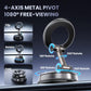 Foldable magnetic phone holder with metal pivot arm and round suction base