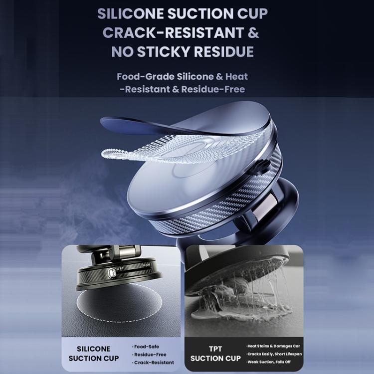 Foldable magnetic car phone holder with silicone suction cup and textured grip