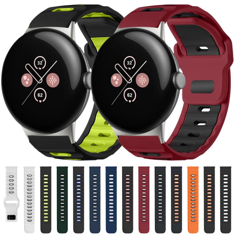 xDfind Flat-head Dual-color Silicone Watch Band, For Google Pixel Watch 5 / 4 / 3 / 2 / 1 41mm