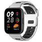 White and black silicone watch band with flat head and adjustable perforated strap