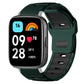 Dark green and black silicone watch band with flat head and adjustable perforated strap