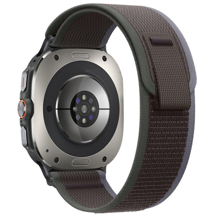 Dark gray nylon watch band with dark green edging