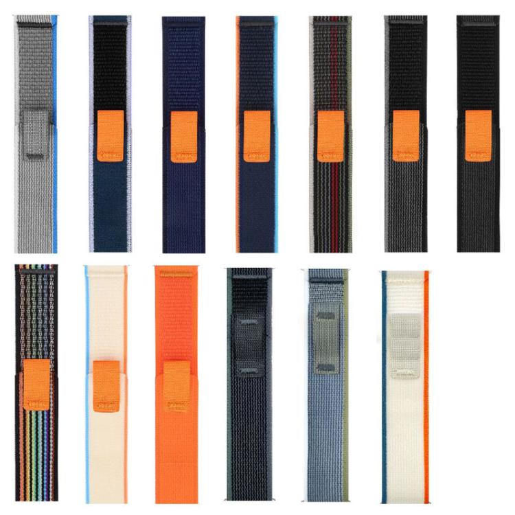 Nylon watch bands in assorted colors, shown in front and back views