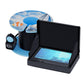 Visual fish finder front screen view with black casing and charging base