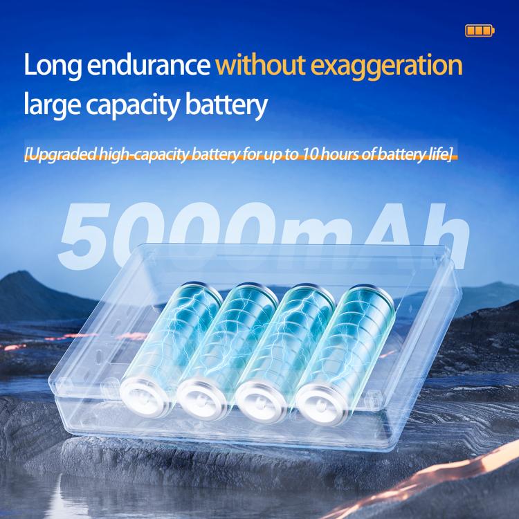 Visual fish finder with 5000mAh battery pack illustration under transparent cover