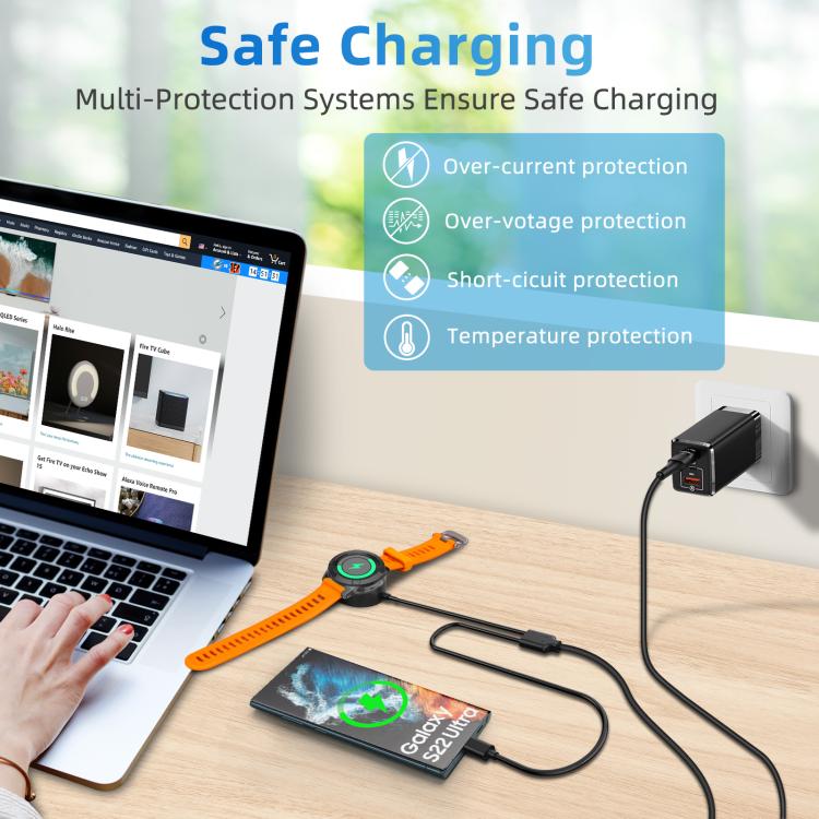 xDfind 2 in 1 USB to Type-C Integrated Watch Charging Base, Length: 1.2m, Charging Base