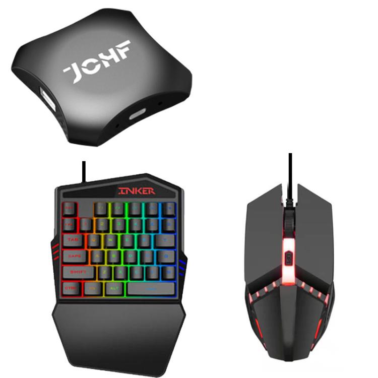 JCHF 3-in-1 adapter kit: adapter base, RGB keyboard, and gaming mouse