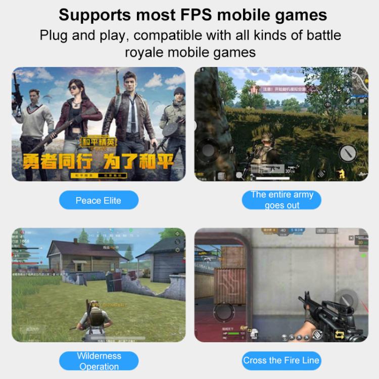 Mobile FPS game compatibility collage for JCHF gaming adapter