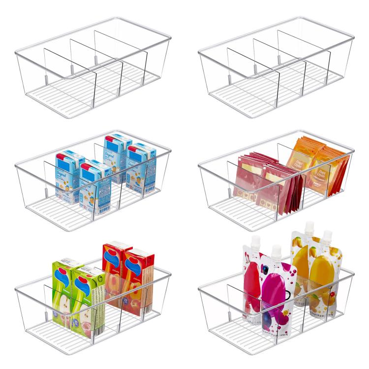 Four-Compartment Desktop Organizer Storage Box Removable Dividers Clear Storage Box