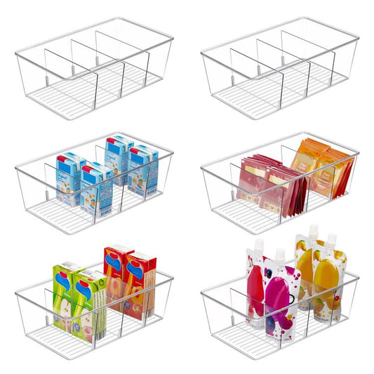 Four-Compartment Desktop Organizer Storage Box Removable Dividers Clear Storage Box