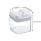 Food storage container set, clear square body with white locking lid and latching knob