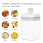 Food storage container set with clear jar and white lid, suited for dry pantry storage