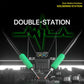 Dual-station precision soldering station with two green soldering iron tips