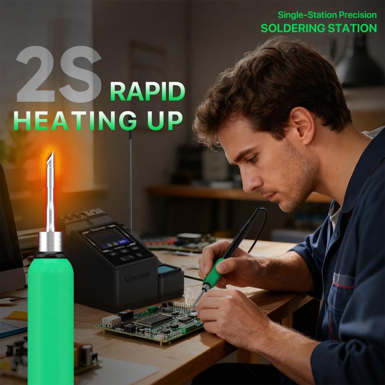 MECHANIC X200 Pro soldering station with green iron used on a circuit board