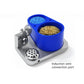Blue sponge tray and silver metal soldering station base with induction wire connection port