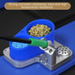 Blue and silver induction soldering base holding soldering iron with green handle