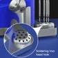 Round perforated soldering iron head plate on blue base with silver holder