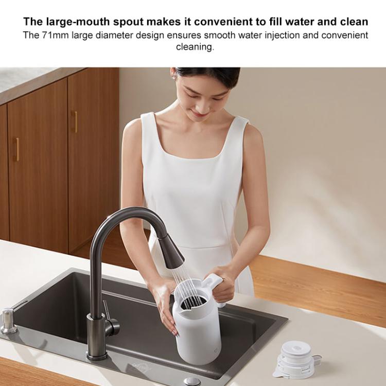 White thermos flask pouring from wide-mouth spout
