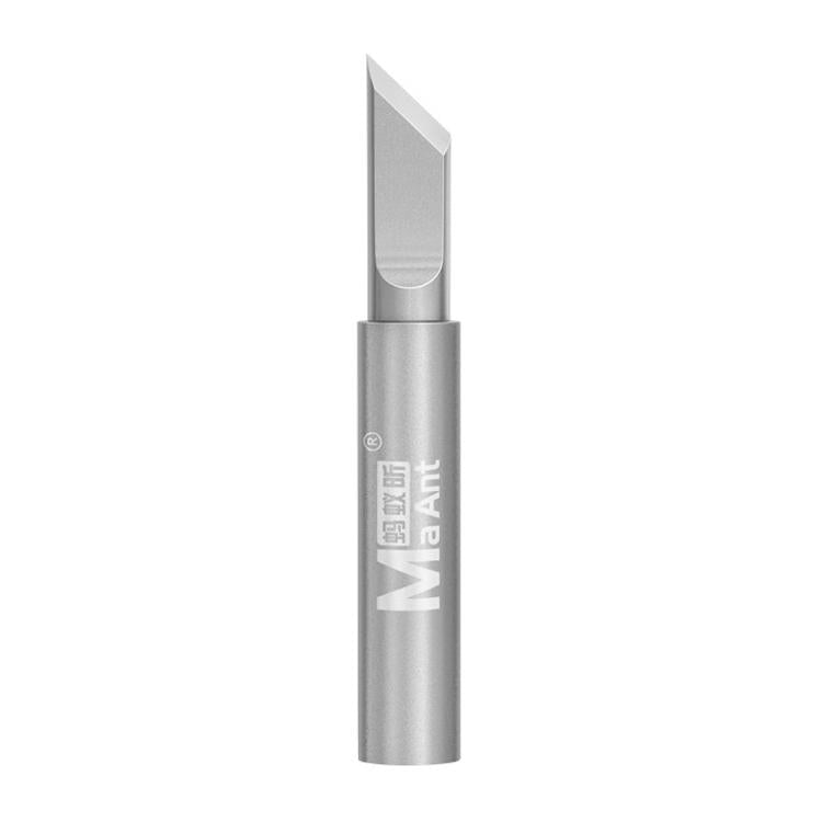 MaAnt universal soldering iron tip, angled chisel with notch, silver metal