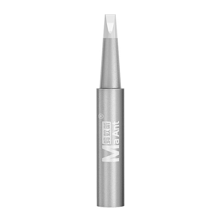 Lead-free soldering iron tip with fine conical end, silver metal